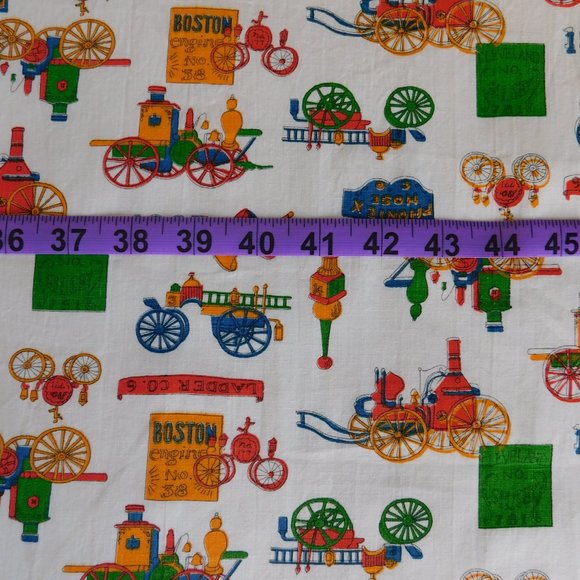3 yds Boston engine Phoenix hose fireman cotton fabric vtg quilt sewing material - Picture 8 of 11